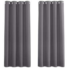 PONY DANCE Grey Blackout Curtains for Bedroom Eyelet Thermal Insulated Curtain Super Soft Solid Lining Fabric Window Treatment Blackout Panel for