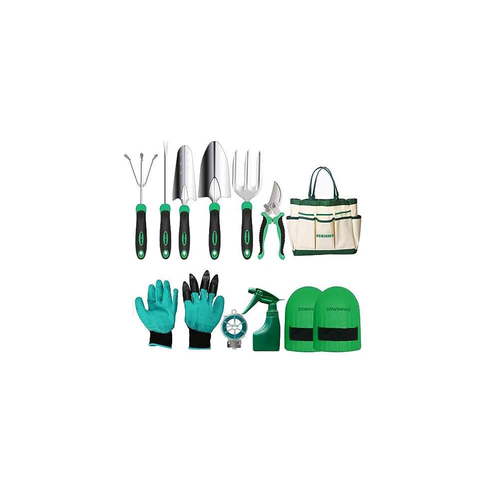 DEWINNER Garden Tool Set, Hand Tool Gift Kit, Outdoor Gardening transplanting for Gardener, with heavy duty hold bag for storage