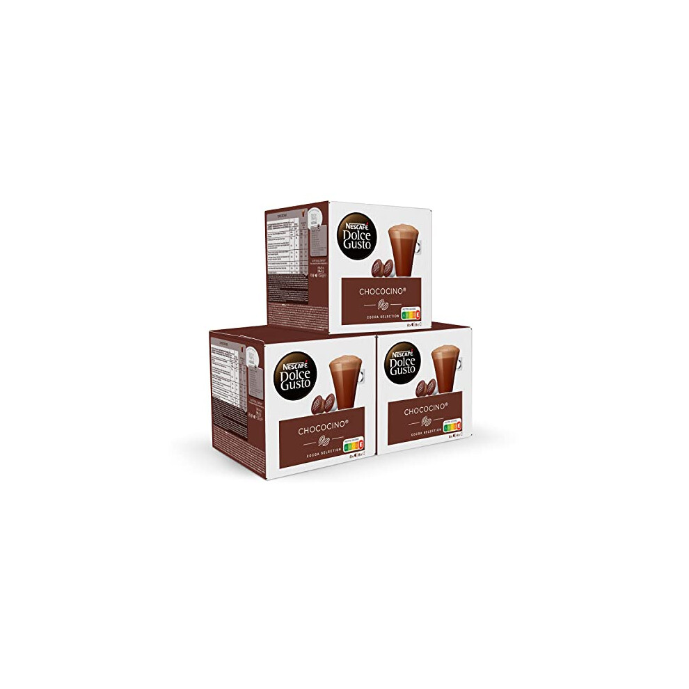 NESCAFE Dolce Gusto Chococino - total of 48 Hot Chocolate Pods - Choco Drink made with cocoa beans - High quality chocolate (3 packs)