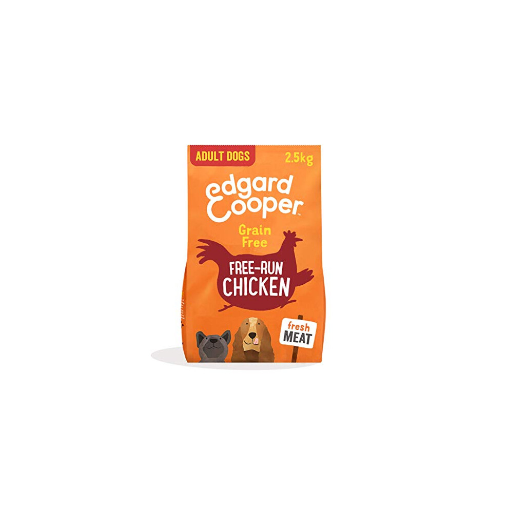 Edgard & Cooper Dry Dog Food For Adult Dogs Kibble Grain Free, Chicken 2.5kg Tasty Fresh Meat, High Protein & Natural Ingredients, Gluten Free & Non