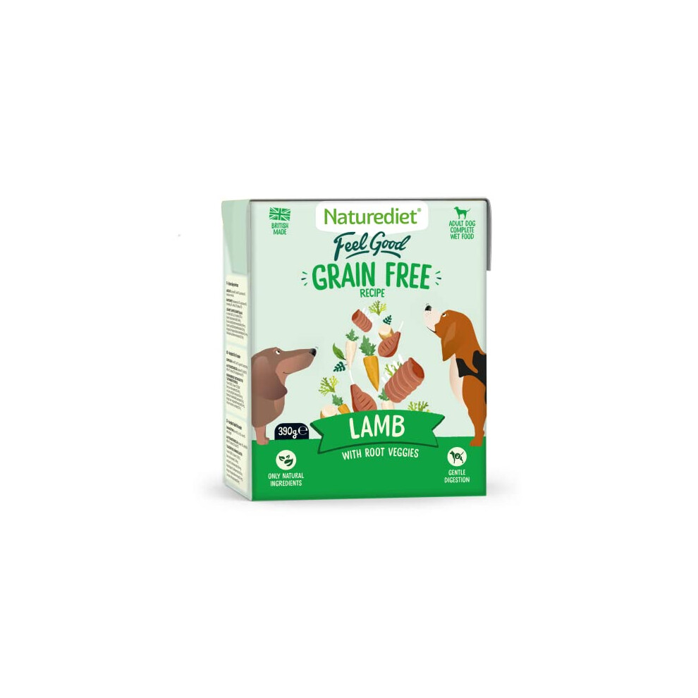 Naturediet - Feel Good Wet Dog Food, Natural and Nutritionally Balanced, Grain Free, Lamb, 390g (Pack of 18)