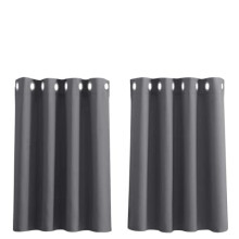 PONY DANCE Grey Blackout Window Short Curtains Eyelet Home Decorative Thermal Insulated Curtain Tiers Small Window Treatments for Bedroom, W 52 x L 36