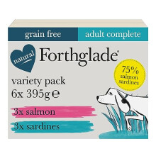 Forthglade Complete Natural Wet Dog Food - Grain Free with vegetables Variety Pack (12 x 395g) Trays - Salmon & Sardines - Adult Dog Food 1 Year+