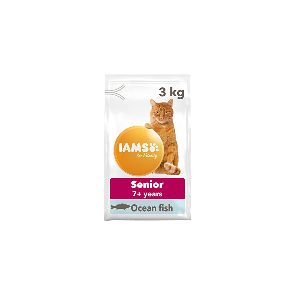 IAMS Complete Dry Cat Food for Senior 7+ Cats with Ocean Fish 3 kg