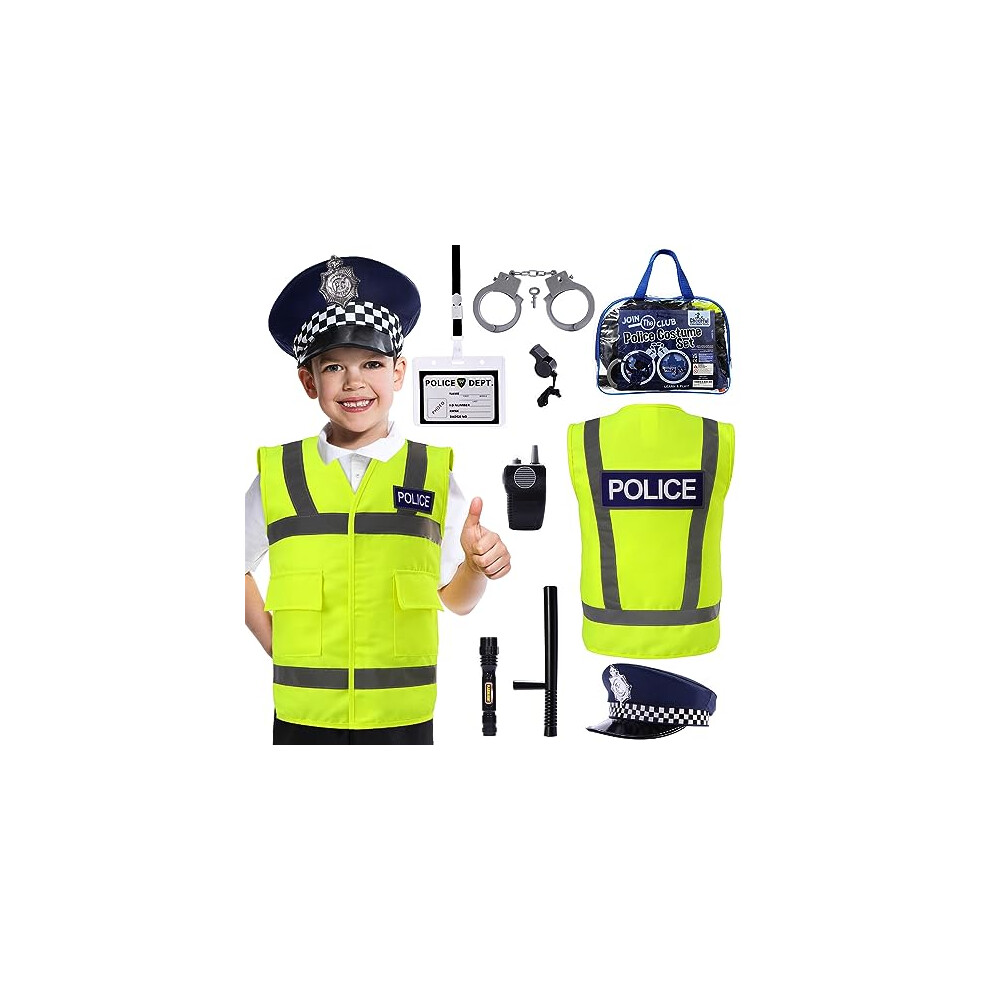 Cheerful Children Toys Kids Police Costume - Police Officer Dress Up Outfit - Ideal for Boys and Girls Aged 3-7 years old - Includes Vest and Hat.