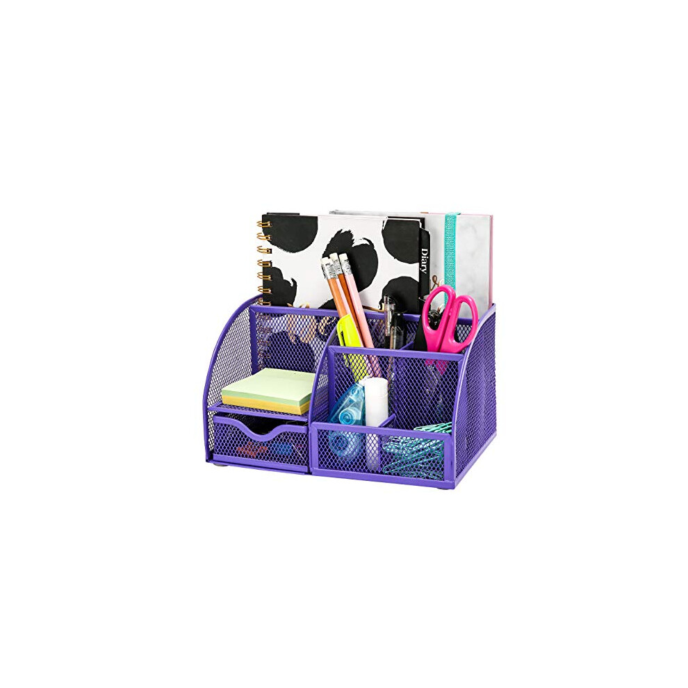 Exerz Desk Organiser/Mesh Desk Tidy/Pen Holder/Multifunctional Organizer (Ex348 ) Purple