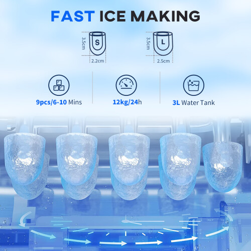 Homcom HOMCOM Ice Maker Machine and Water Dispenser 9 Ice Cubes Ready in 6-10 Mins 2