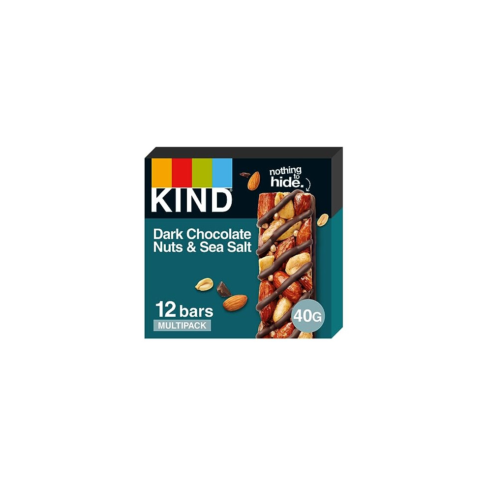 KIND Bars, Gluten Free Snack Bars, Dark Chocolate Nuts & Sea Salt, 12 Bars (Packaging May Vary)