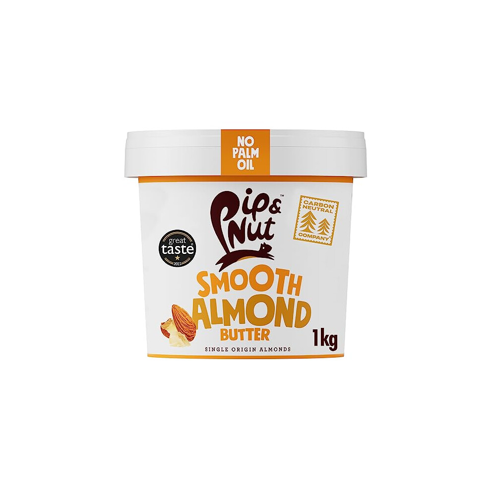 Smooth Almond Butter 1kg Tub No Palm Oil Natural No Added Sugar Vegan Single Origin Almonds Creamy