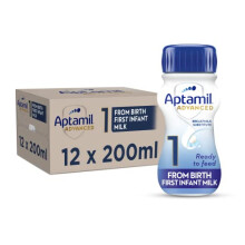 Aptamil Advanced 1 First Infant Baby Milk Ready to Use Liquid Formula, from Birth, 200ml (Pack of 12)