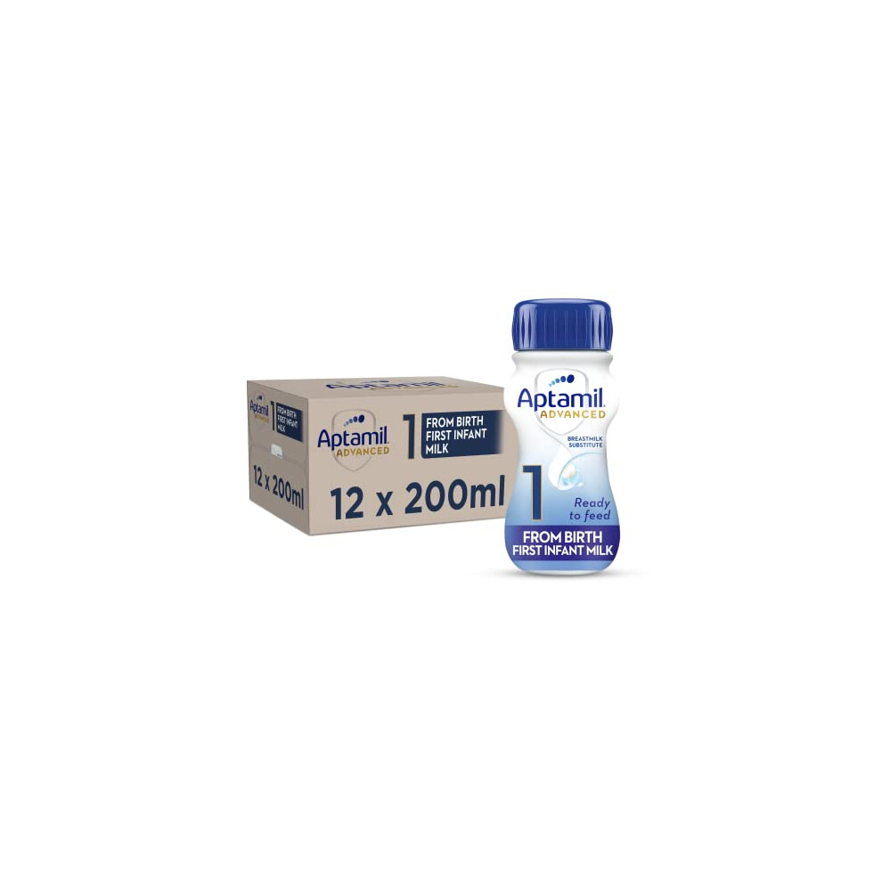 Aptamil Advanced 1 First Infant Baby Milk Ready To Use Liquid Formula, From Birth, 200Ml (Pack Of 12)