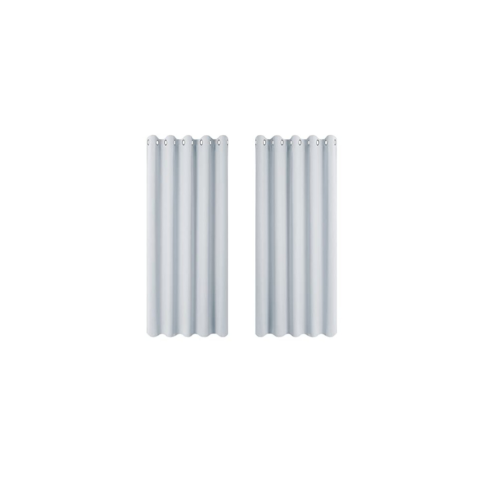 PONY DANCE Bedroom White Curtains - Living Room Curtains with Eyelets for Bay Window Silver Drapery for Privacy Protected, 2 PCs, 66 inch Width x 54