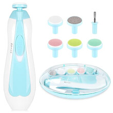 Baby Electric Nail File, 8 in 1 Safe Baby Nail Trimmer, Baby Nail Clippers with 6 Grinding Heads and Light, Baby Nail Care Kit for All Ages (Blue1)