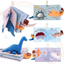 Richgv Soft Baby Books Toys 0-6-12 Months, Sensory Toy for Babies with Mirror, Crinkle Paper, Maze & Little Dinosaur,Early Development Travel Toy,