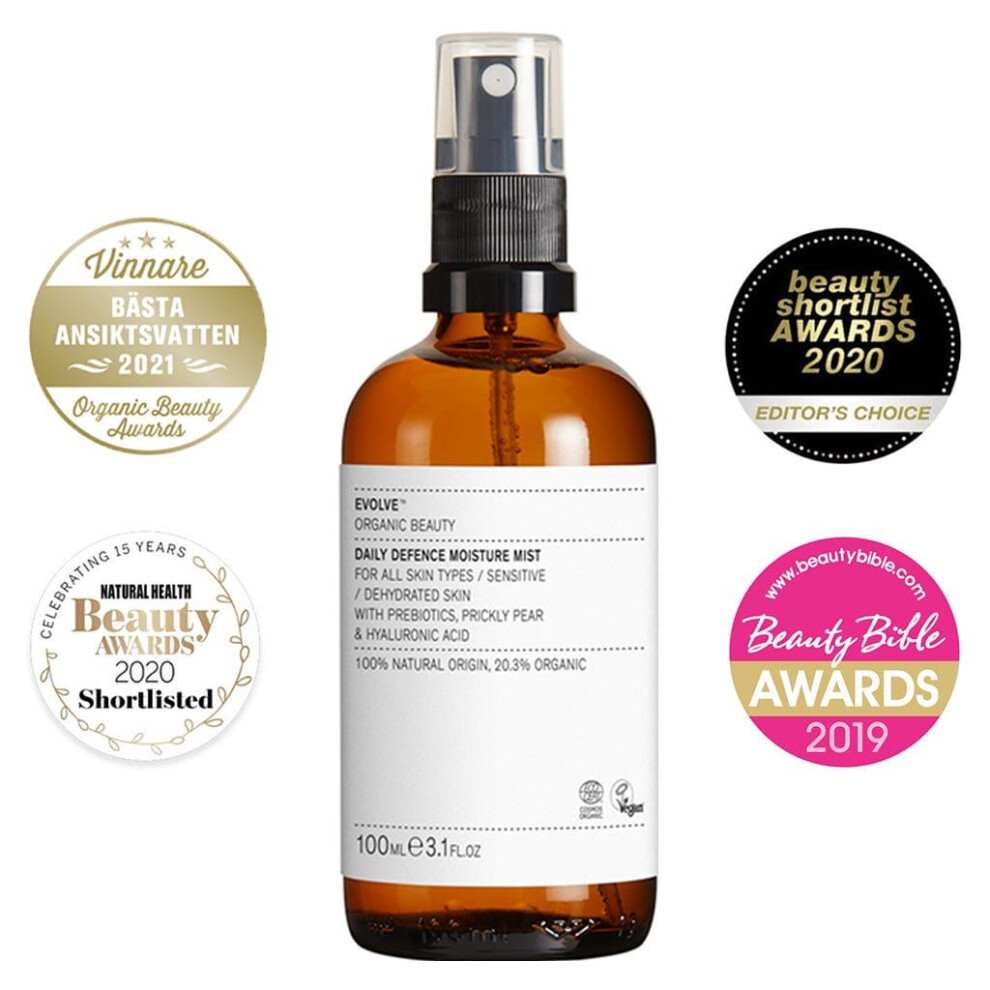 Evolve Beauty Organic Daily Facial Defense Moisture Mist 100Ml