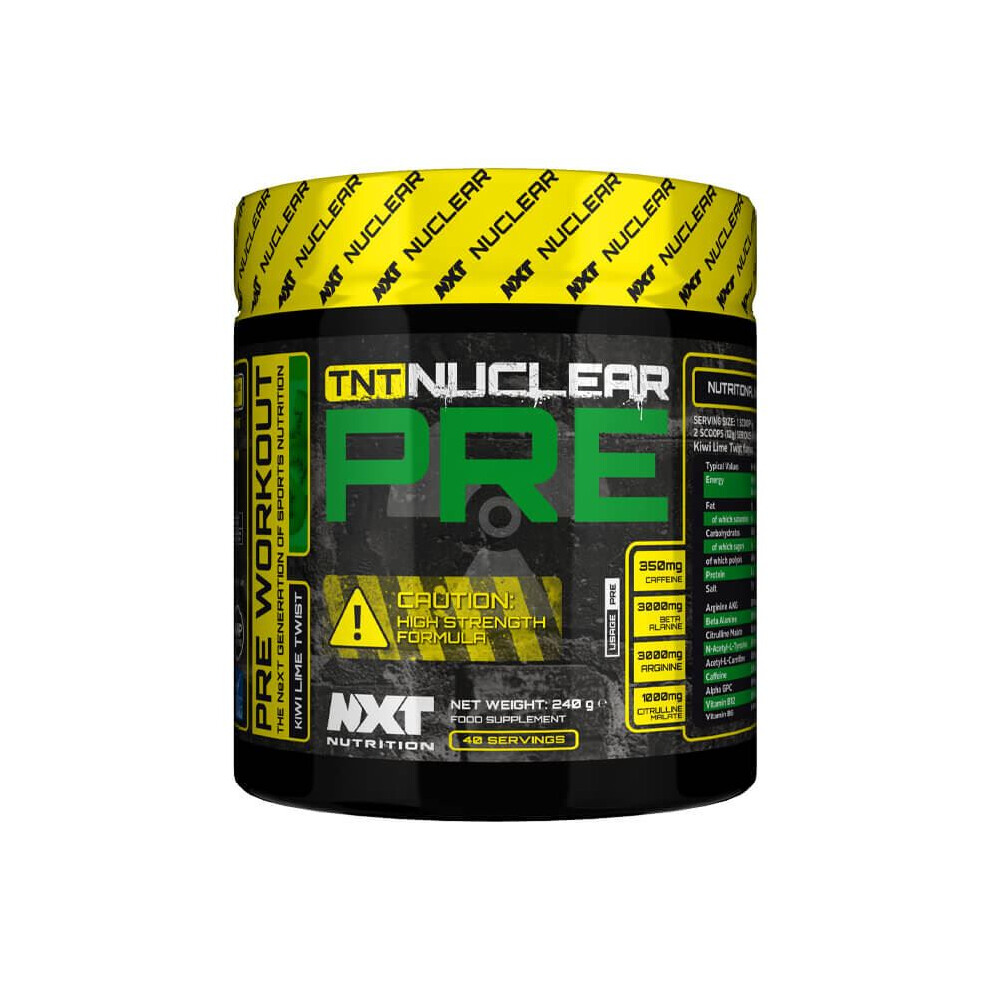 NXT TNT Nuclear Extreme Pre Workout Performance Energy Powder 240g - Kiwi Lime