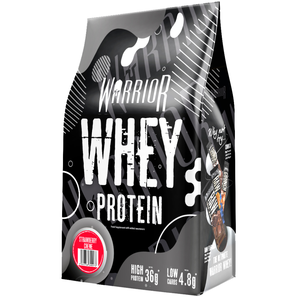 Warrior 1Kg 100% Whey Protein Powder Muscle Mass Gainer Shake Strawberry Cream
