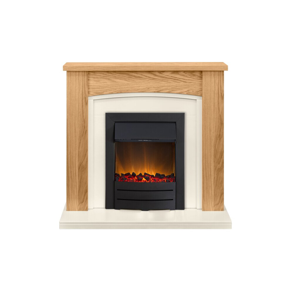 Adam Chilton Fireplace Suite in Oak with Colorado Electric Fire in Black, 39 Inch