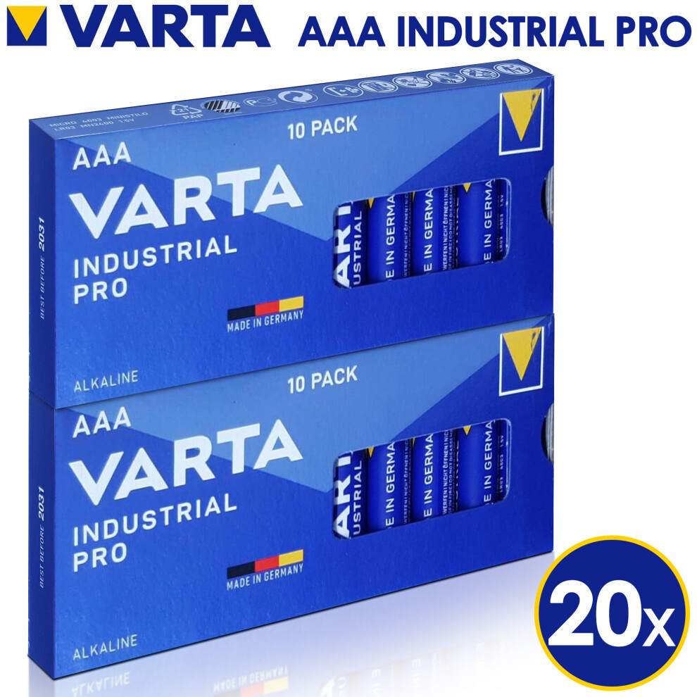 (AAA 20 Pack) Varta AA Alkaline Batteries AAA Alikaline Batteries 1.5V Long Life Power Cells