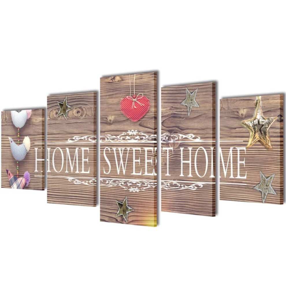 (home sweet home, 200 x 100 cm) vidaXL Canvas Wall Print Set Home Artwork 200x100cm/100X50cm Multi Models