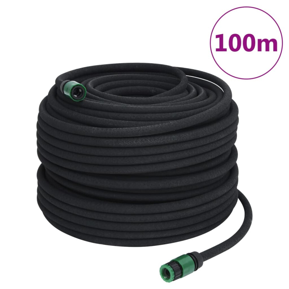 (with accessories, 100 m) vidaXL Garden Soaker Hose Weeping Pipe Drip Hose Irrigation Pipe Black Rubber
