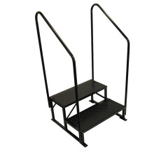 Freestanding Caravan Double Step with 2 Handrails (Non Slip Mats)