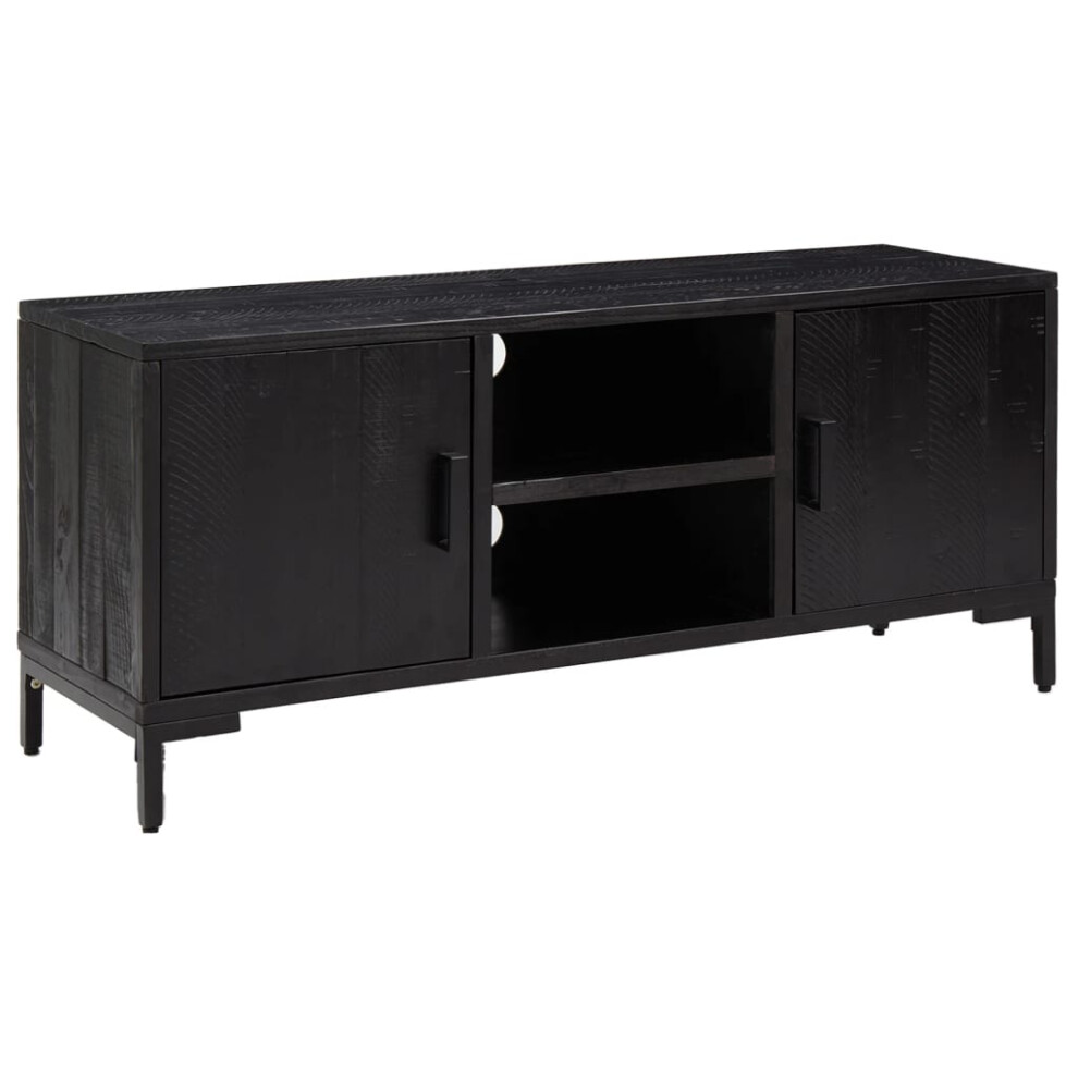 (black, 110 x 35 x 48 cm) vidaXL Solid Wood Pine TV Cabinet Recycled Media Cabinet Wooden TV Console