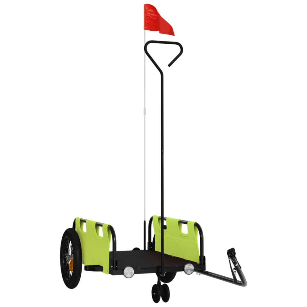 Vidaxl (Green, 123 X 52.5 X 33 Cm) Cargo Bike Trailer Bike Wagon Trolley Cart Red Oxford Fabric And Iron