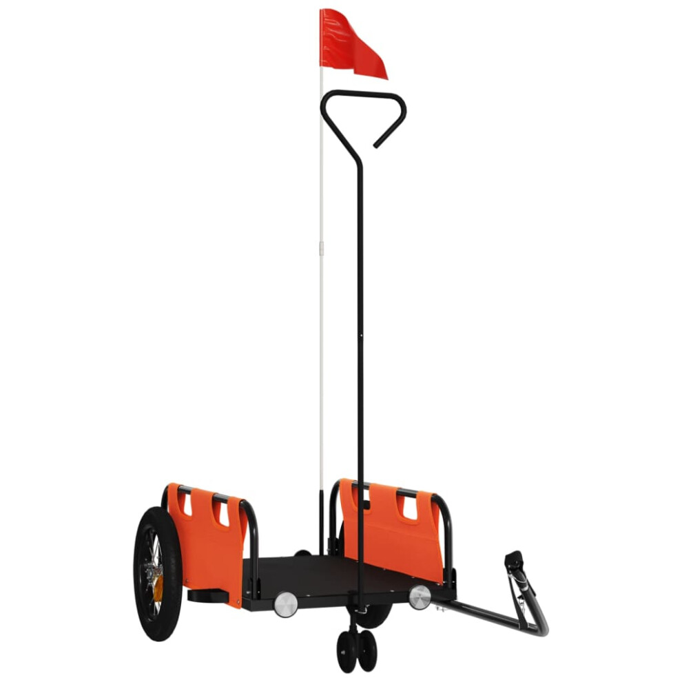 Vidaxl (Orange, 123 X 52.5 X 33 Cm) Cargo Bike Trailer Bike Wagon Trolley Cart Red Oxford Fabric And Iron