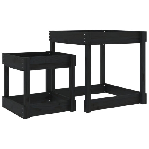 VidaXL (black pine) vidaXL Sand Tables Sandpit and Water Table Play Table 2 pcs Solid Wood Pine