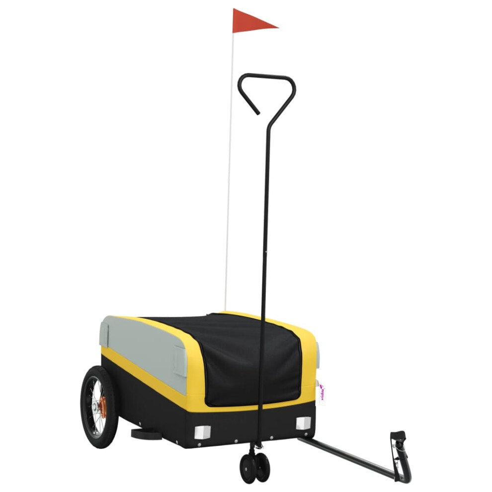 Vidaxl (, 122 X 53 X 53 Cm) Bike Cargo Trailer Bike Cart Bicycle Cargo Trailer Bike Wagon Iron Yellow