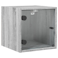 (grey sonoma, 1 pcs) vidaXL Bedside Cabinet with Glass Door Nightstand Bed Table End Table White