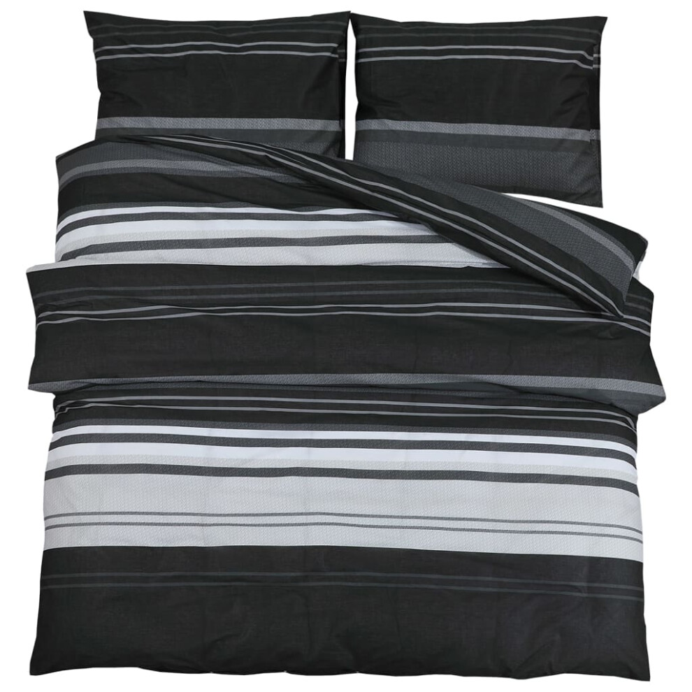 vidaXL Duvet Cover Set Duvet Bedding Set Black and White 220x240 cm Cotton