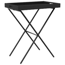 (black) vidaXL Folding Tray Table Hall TV Dinner Tray Serving Side Table Poly Rattan