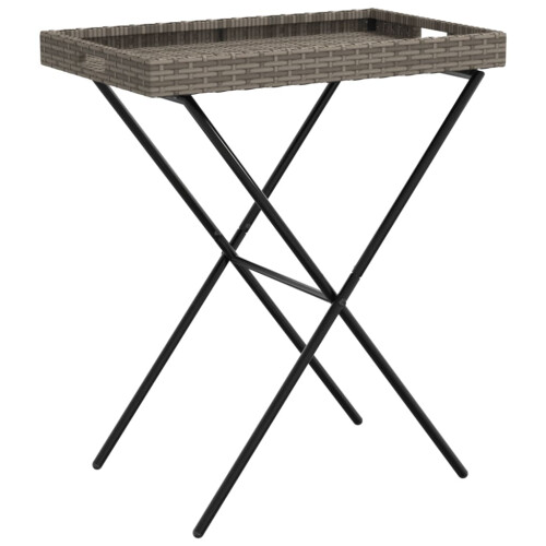 VidaXL (grey) vidaXL Folding Tray Table Hall TV Dinner Tray Serving Side Table Poly Rattan