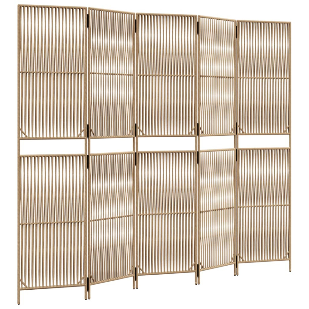 (beige, 245 x 200 cm) vidaXL Room Divider Outdoor Privacy Screen Foldable Balcony Screen Poly Rattan