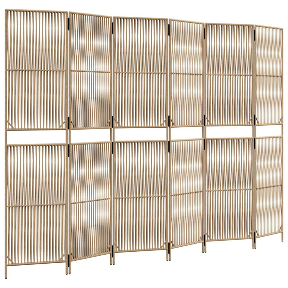 (beige, 294 x 200 cm) vidaXL Room Divider Outdoor Privacy Screen Foldable Balcony Screen Poly Rattan