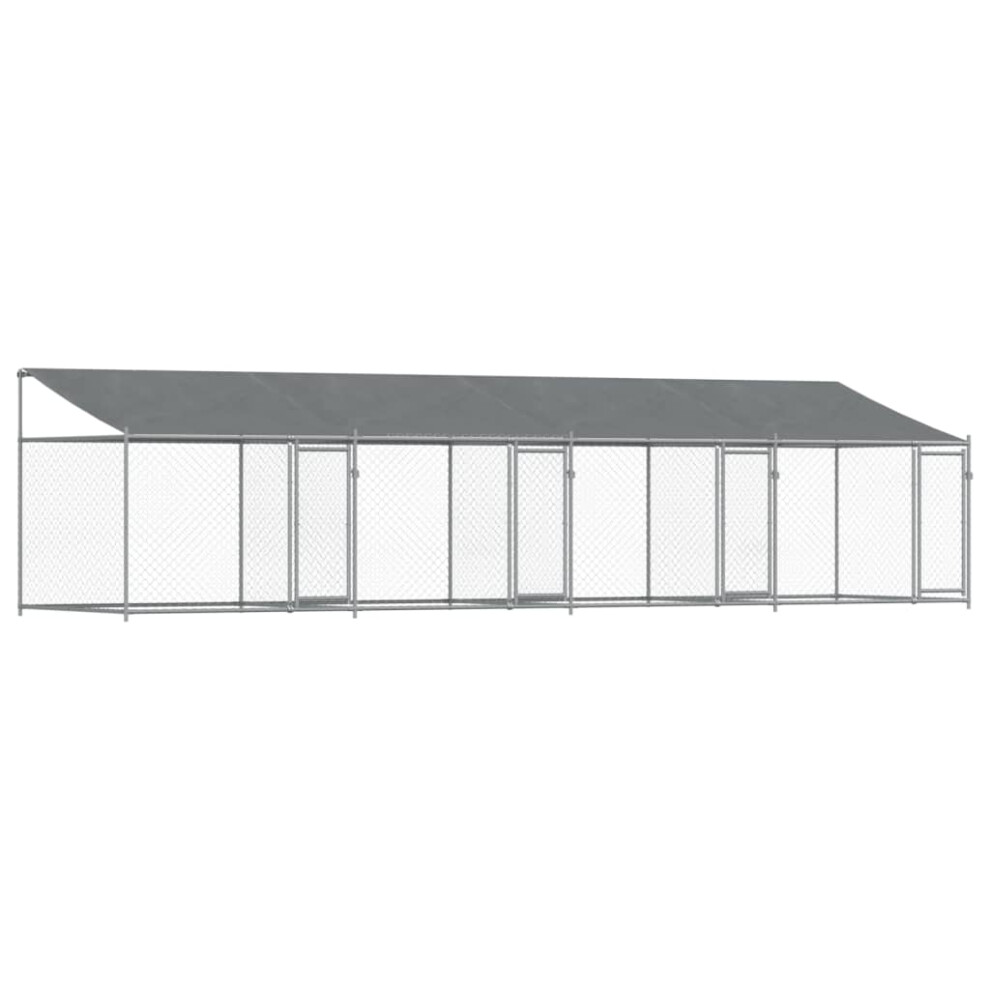 Vidaxl (3 Doors, 8 X 2 X 2 M) Dog Cage Dog Kennel Outdoor Dog Crate Pet House Grey Galvanised Steel
