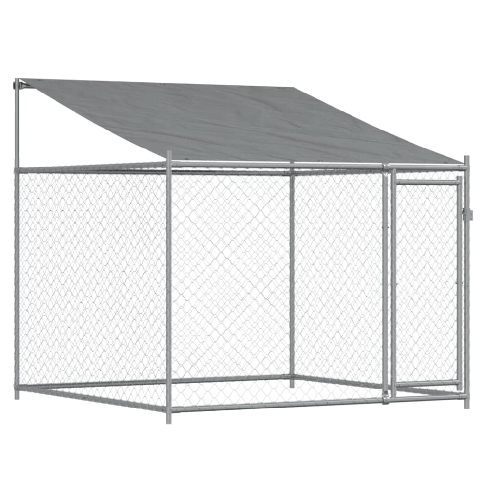 (1 door, 2 x 2 x 2 m) vidaXL Dog Cage Dog Kennel Outdoor Dog Crate Pet House Grey Galvanised Steel