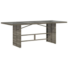 vidaXL Gartentisch mit Glasplatte Grau 190x80x74 cm Poly Rattan