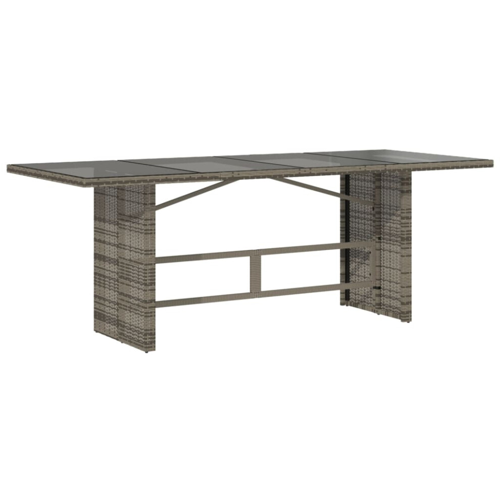 (grey, glass) vidaXL Garden Table with Glass Top Patio Outdoor Dining Table Poly Rattan