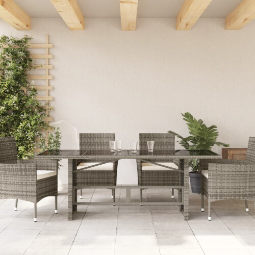 VidaXL vidaXL Gartentisch mit Glasplatte Grau 190x80x74 cm Poly Rattan 2