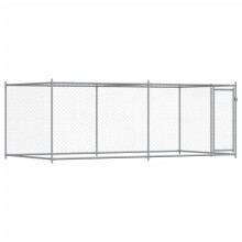 (1 door, 4 x 2 x 1.5 m) vidaXL Dog Cage with Door Grey Dog Kennel Outdoor Dog Crate Galvanised Steel