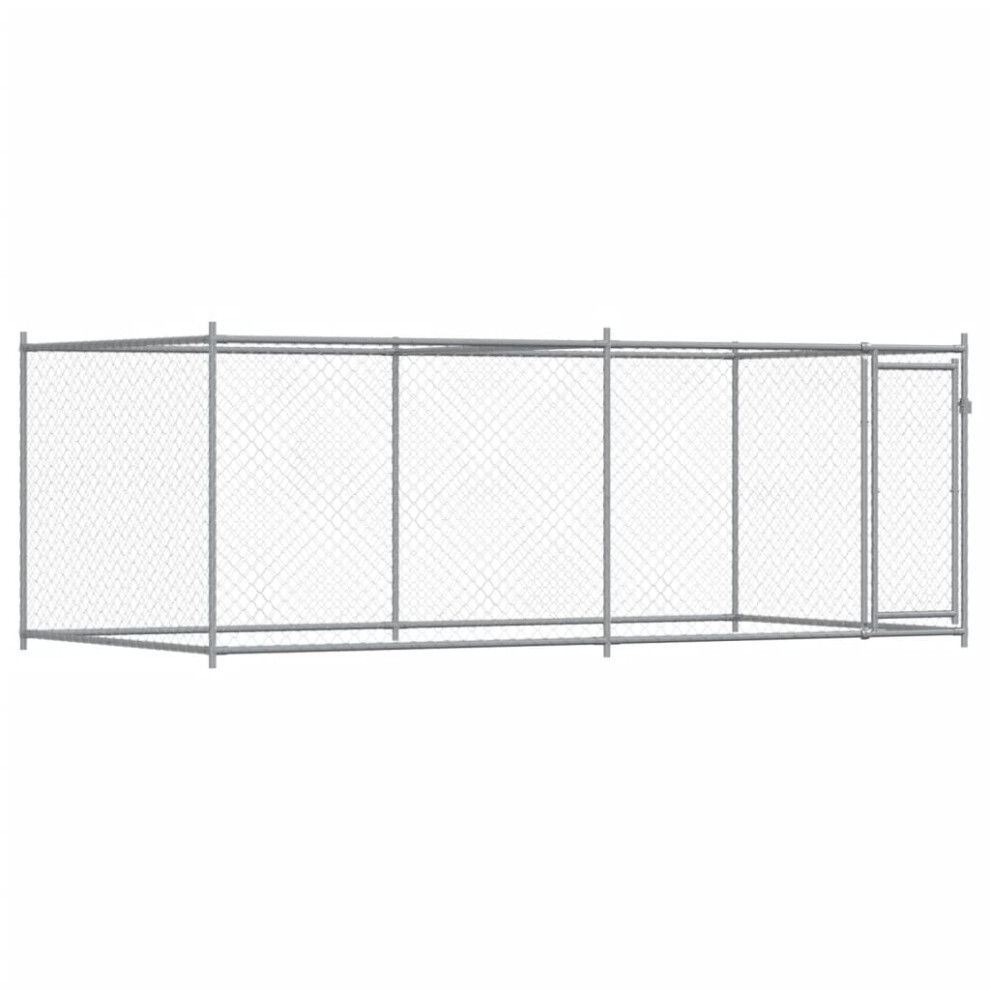 (1 door, 4 x 2 x 1.5 m) vidaXL Dog Cage with Door Grey Dog Kennel Outdoor Dog Crate Galvanised Steel