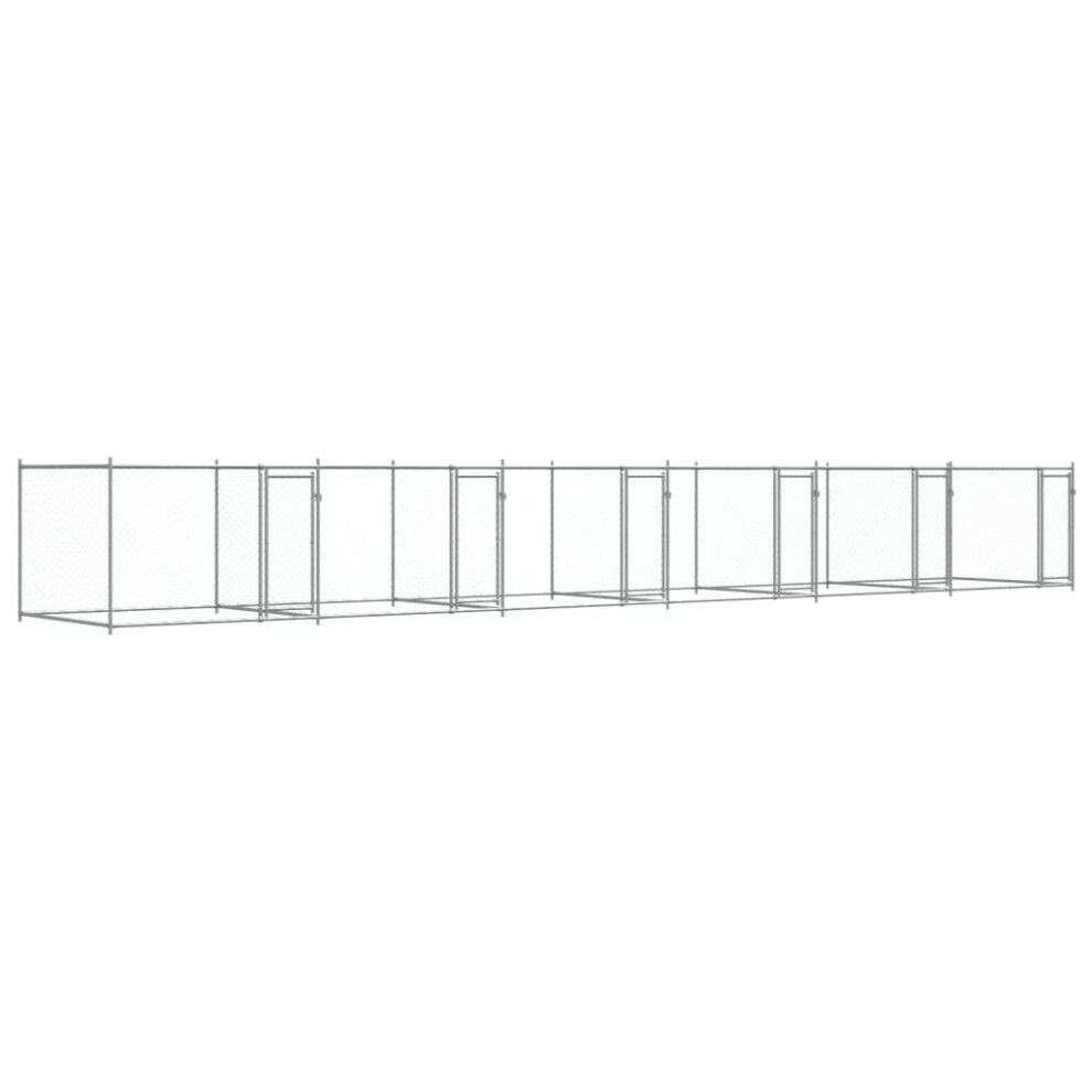 Vidaxl (4 Doors, 12 X 2 X 1.5 M) Dog Cage With Door Grey Dog Kennel Outdoor Dog Crate Galvanised Steel