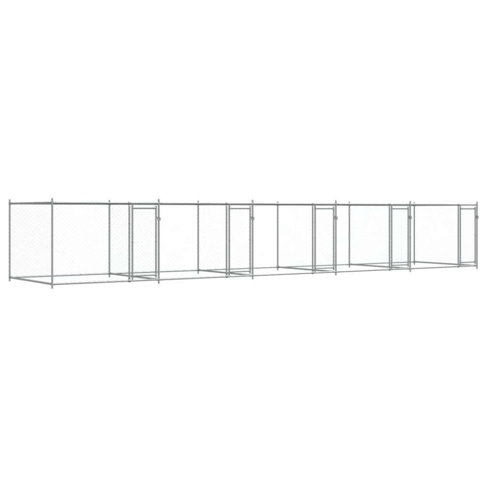 Vidaxl (4 Doors, 10 X 2 X 1.5 M) Dog Cage With Door Grey Dog Kennel Outdoor Dog Crate Galvanised Steel