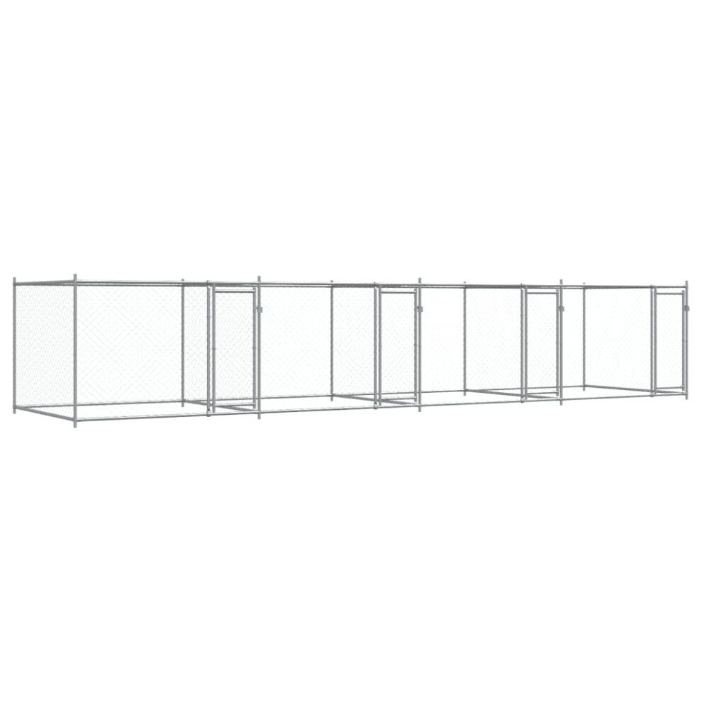 Vidaxl (3 Doors, 8 X 2 X 1.5 M) Dog Cage With Door Grey Dog Kennel Outdoor Dog Crate Galvanised Steel