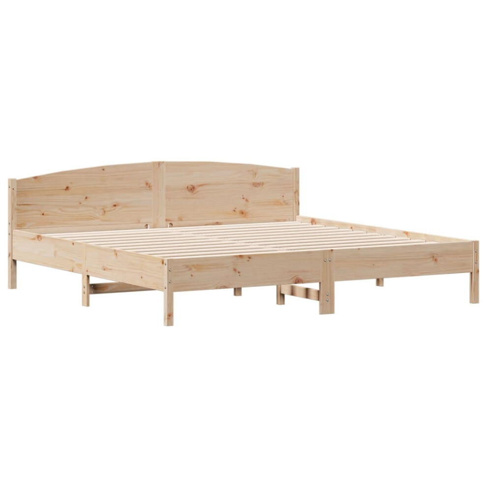 Vidaxl (Natural, 180 X 200 Cm) Bed Frame With Headboard Bed Base White 140X200 Cm Solid Wood Pine
