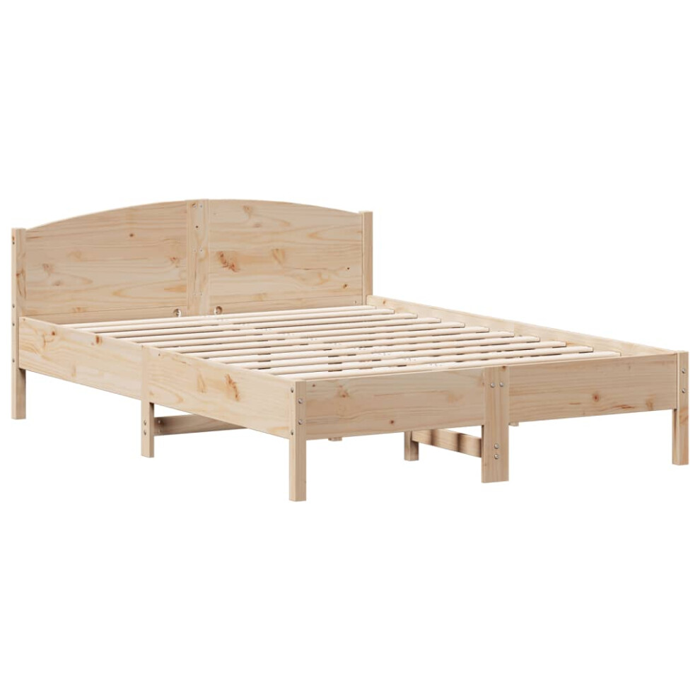 (natural, 150 x 200 cm) vidaXL Bed Frame with Headboard Bed Base White 140x200 cm Solid Wood Pine