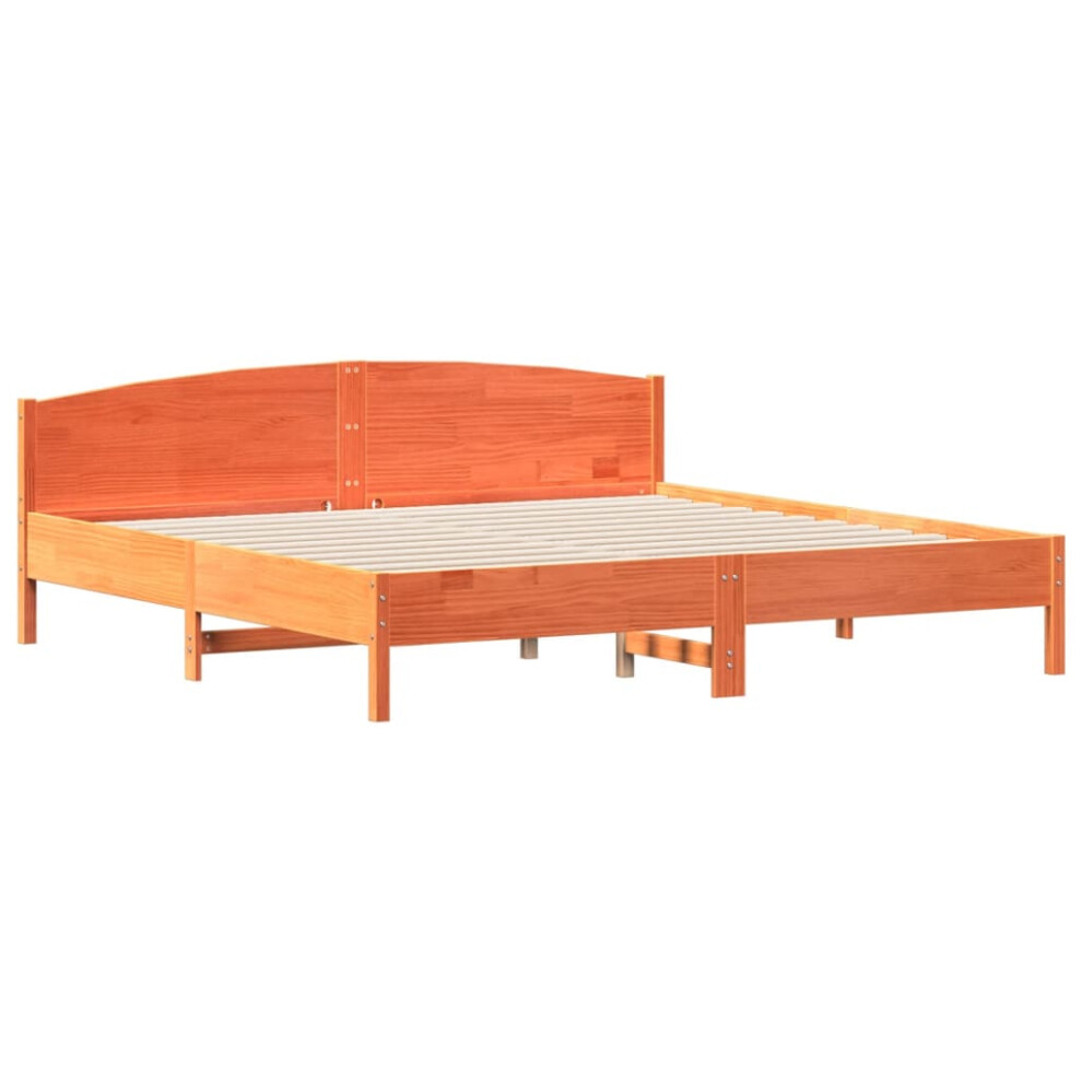 Vidaxl (Brown, 180 X 200 Cm) Bed Frame With Headboard Bed Base White 140X200 Cm Solid Wood Pine